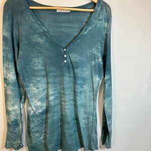 Casual Freedom Womens Blouse T-Shirt Tie Dye XL Long Sleeve Stretch Boho Hippie